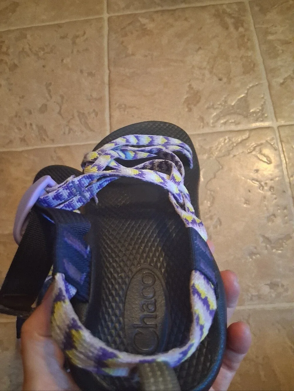 Chaco Kids Sandals Purple Yellow Patterned Straps